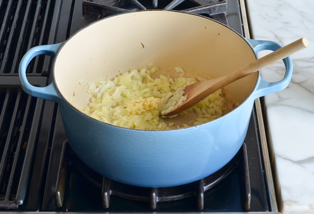 adding the garlic
