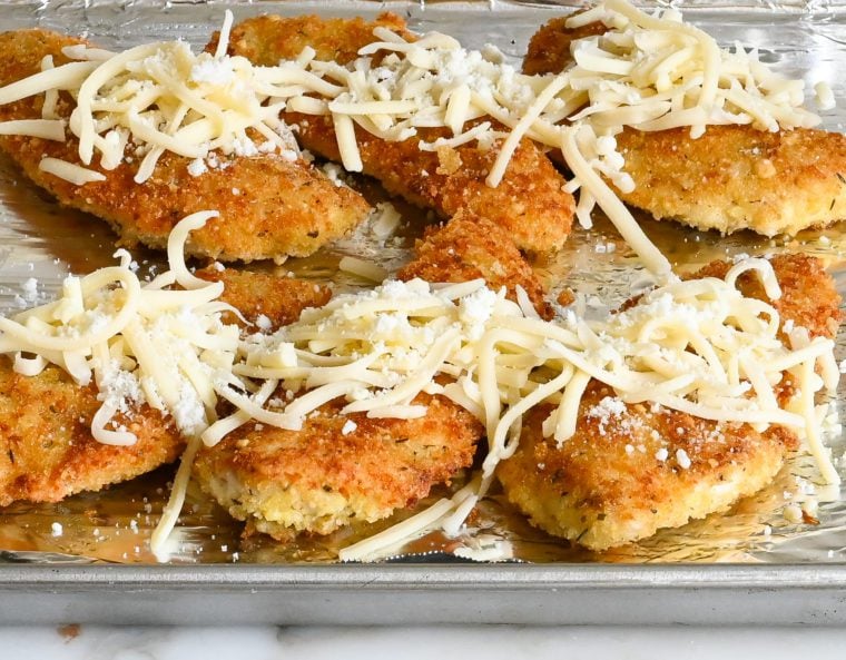 crispy chicken sprinkled with cheese