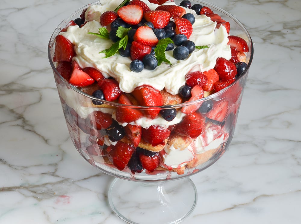 finished berry trifle ready to chill