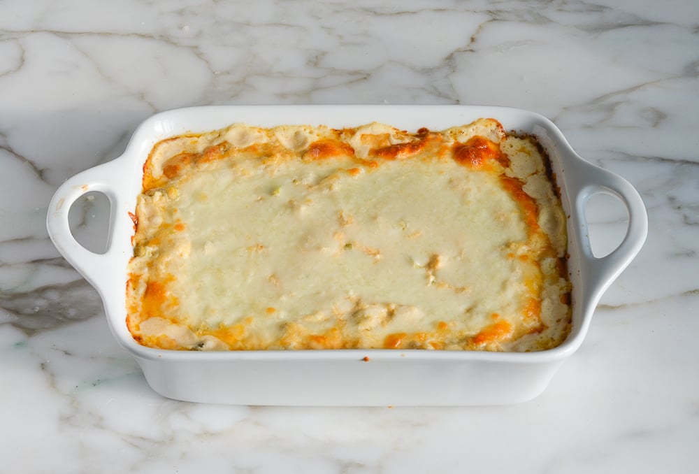 bubbling hot crab rangoon dip just out of the oven