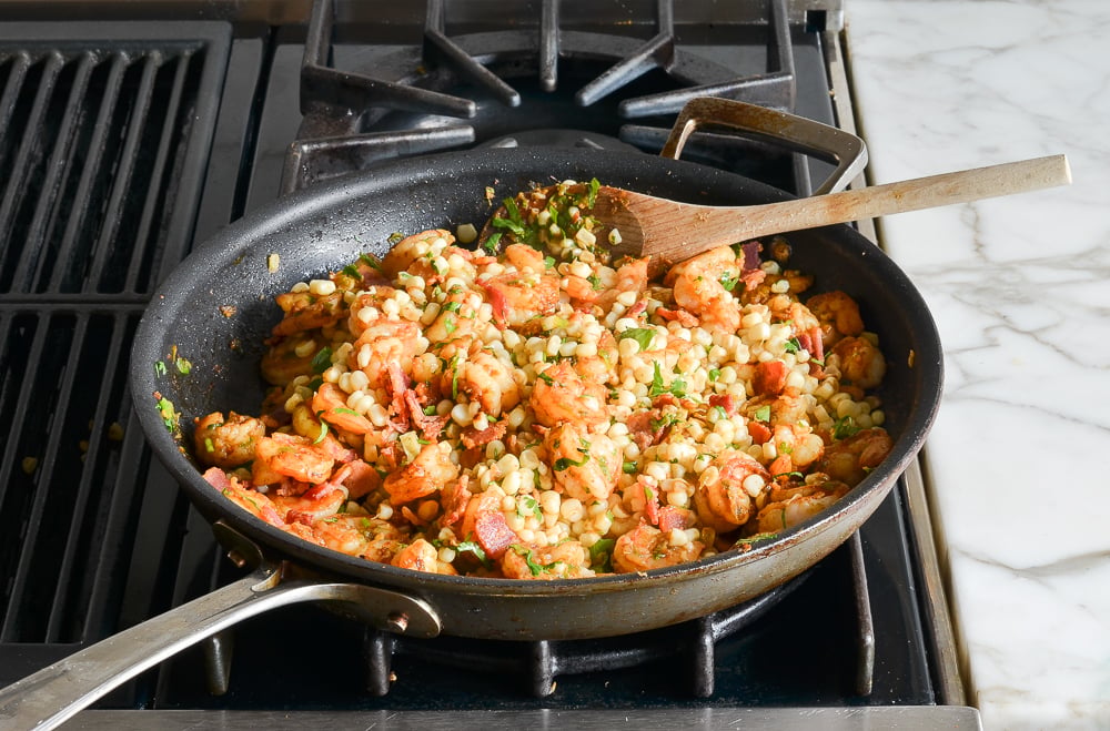 shrimp taco filling ready to serve
