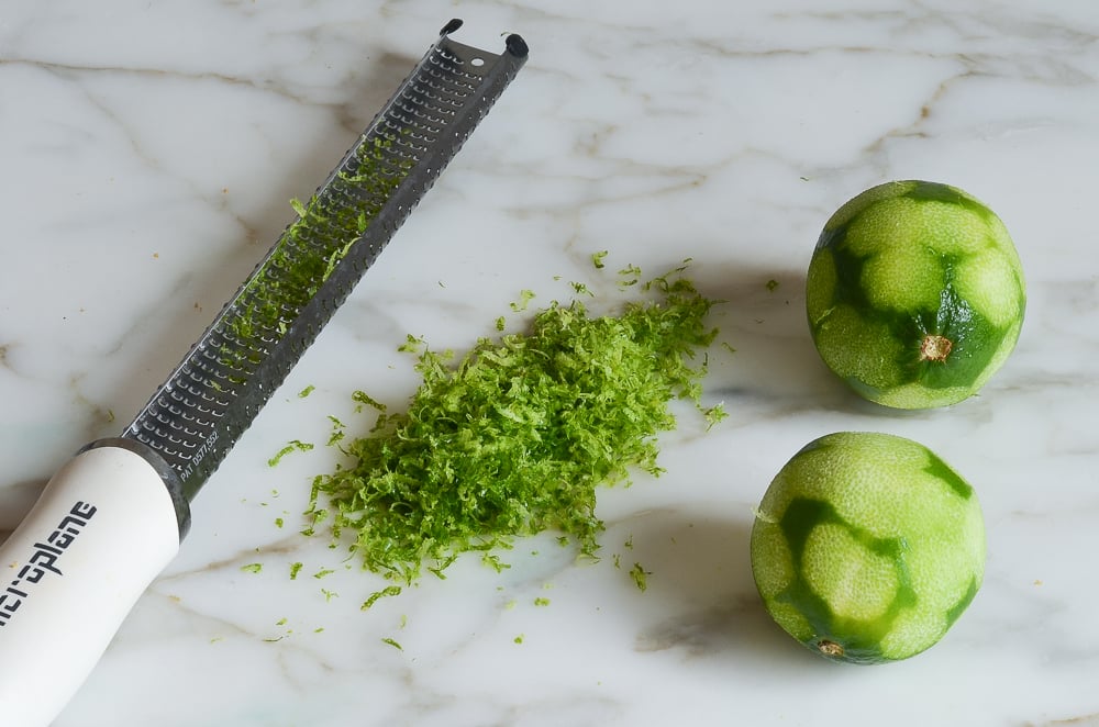 zesting the limes