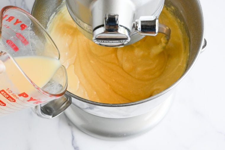 adding remaining buttermilk mixture