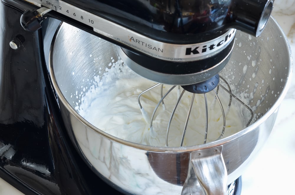 whipping heavy cream in mixer