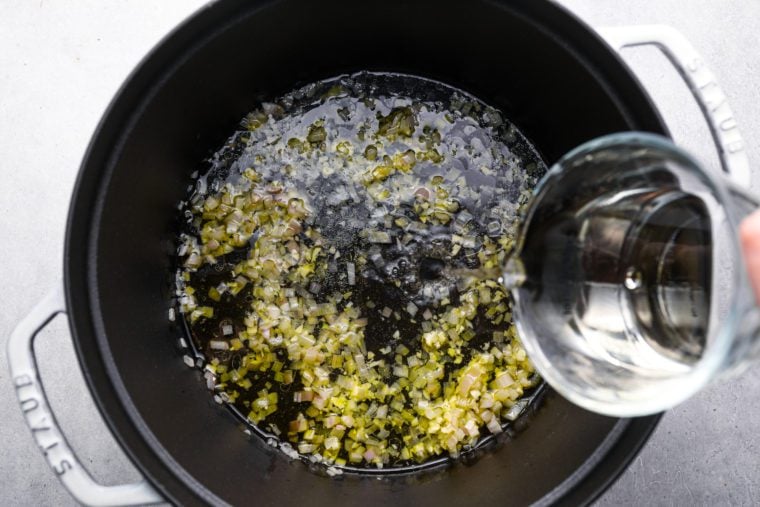 adding the wine