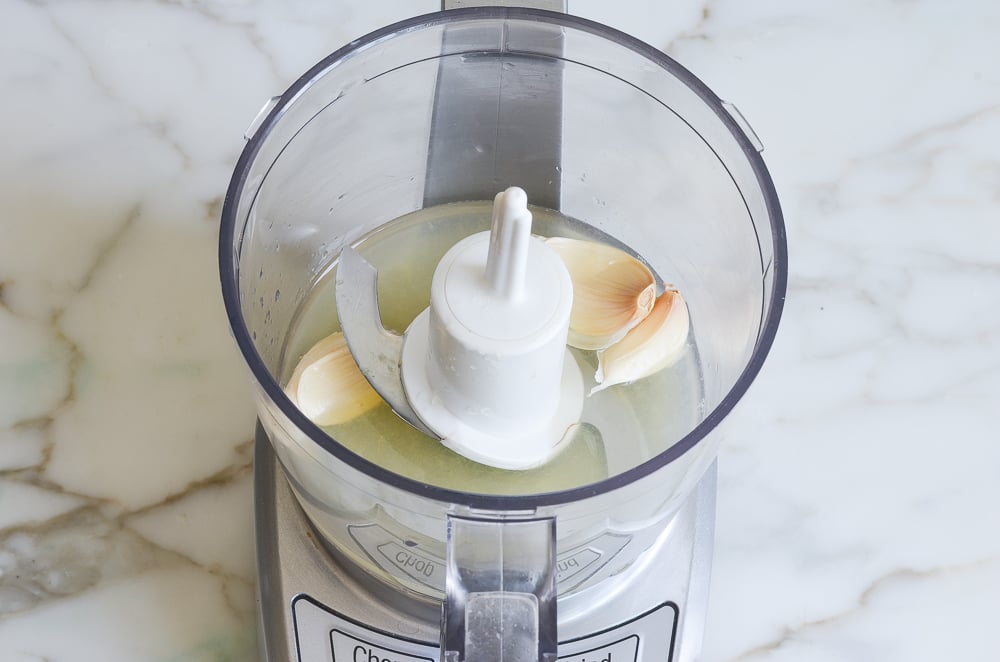 garlic, lemon juice, and salt in food processor