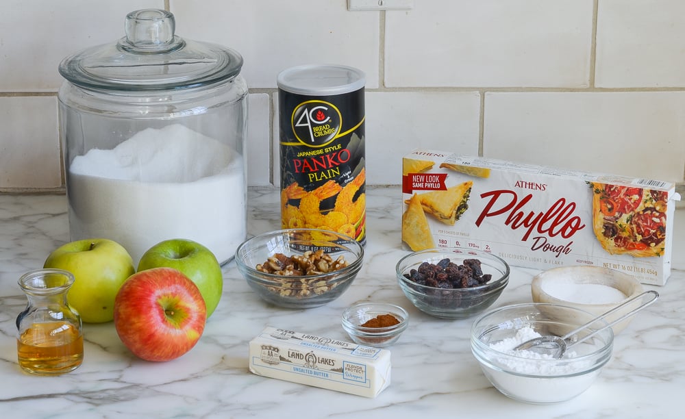 ingredients for apple strudel