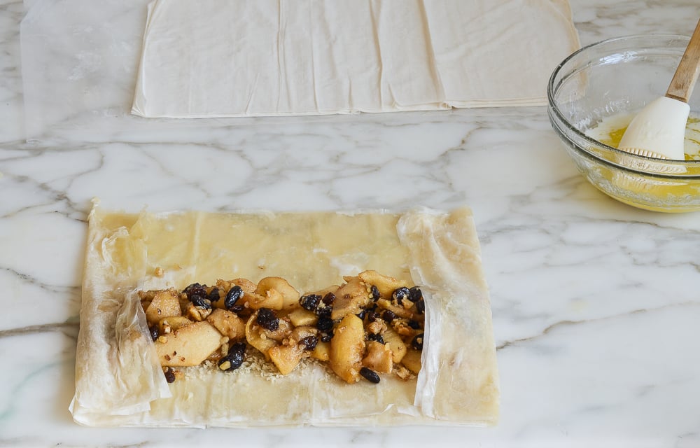 folding over edges of phyllo