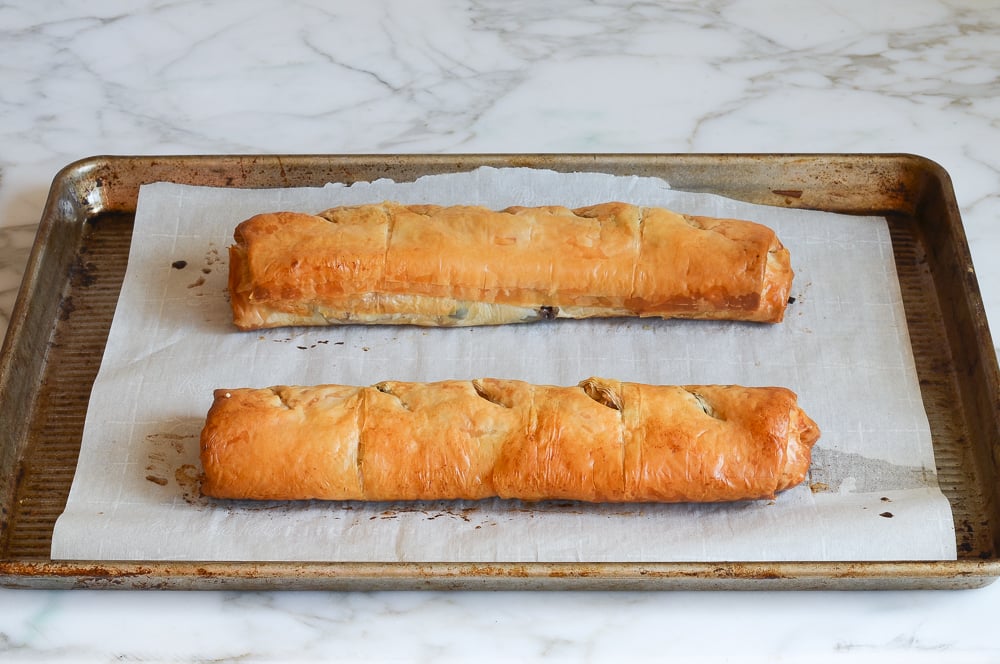 golden brown baked apple strudel