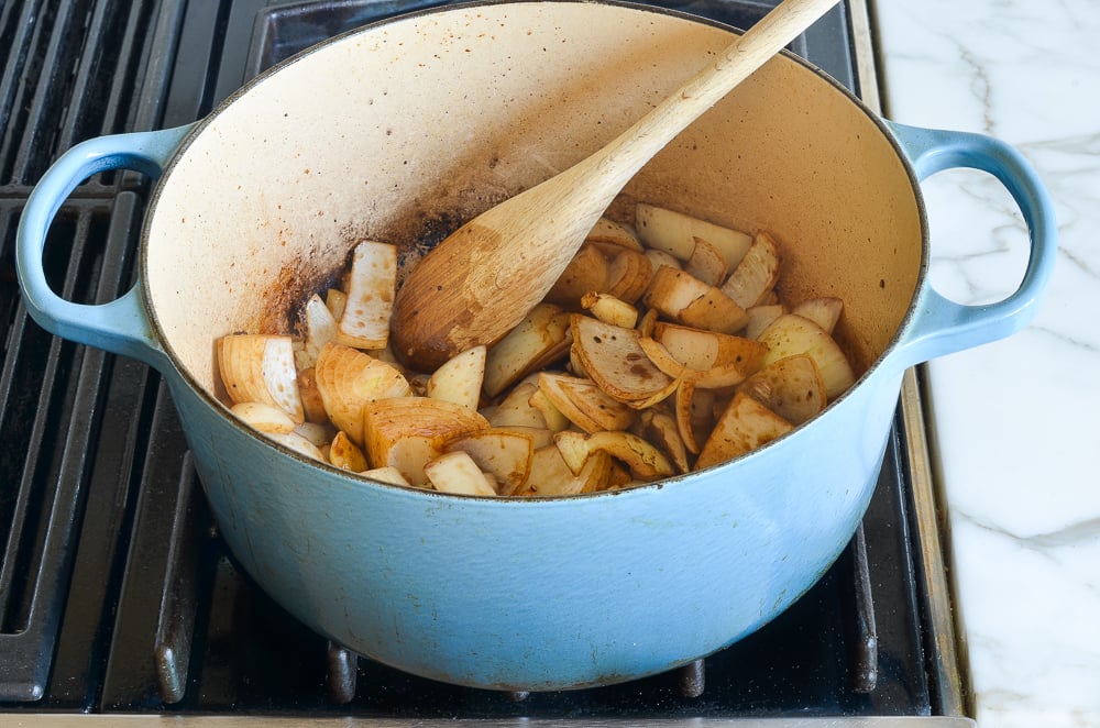 sautéing the onions and garlic