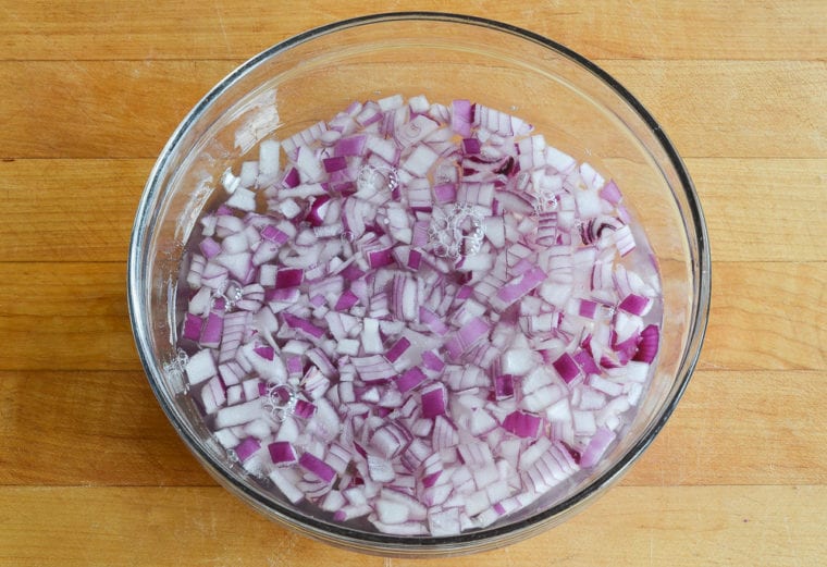 onions soaking in water