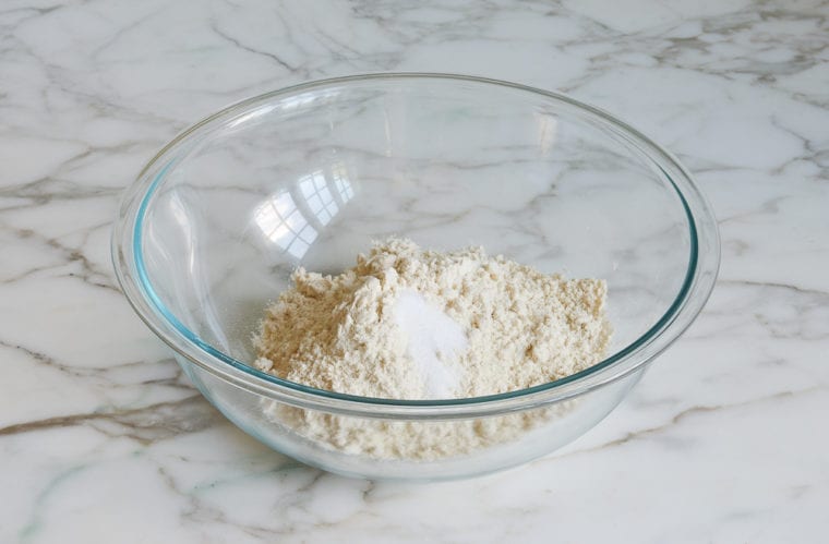 masa harina and salt in bowl.
