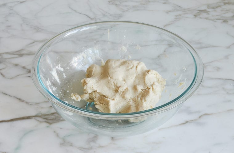 dough ball in bowl.
