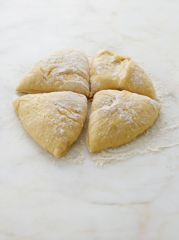cut challah dough