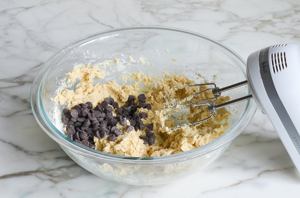 adding chocolate chips
