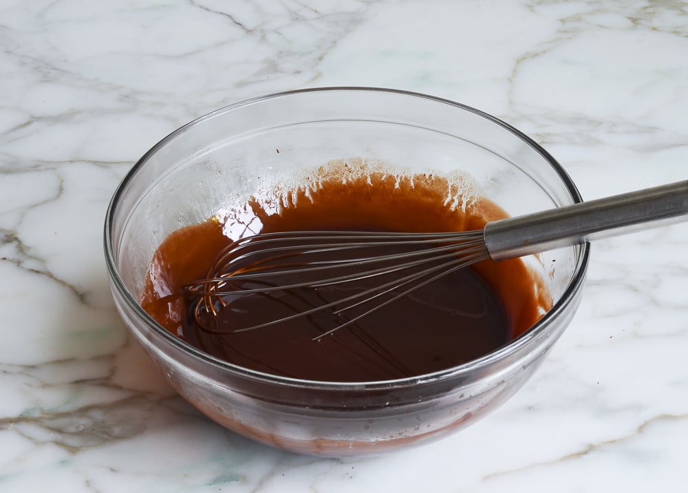 whisked melted chocolate and butter