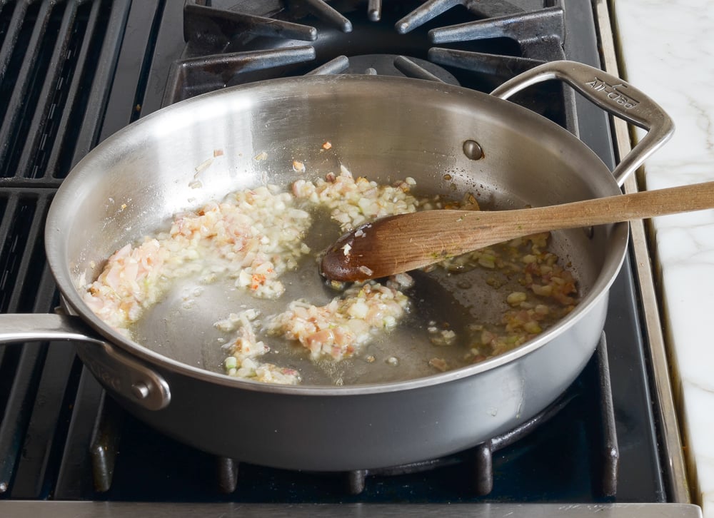sautéed shallots and garlic