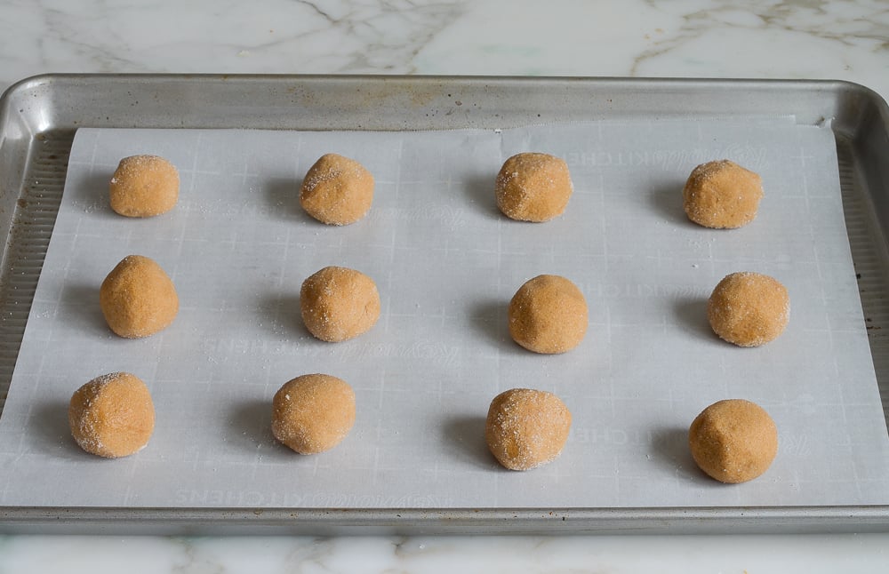 dough balls on baking sheet