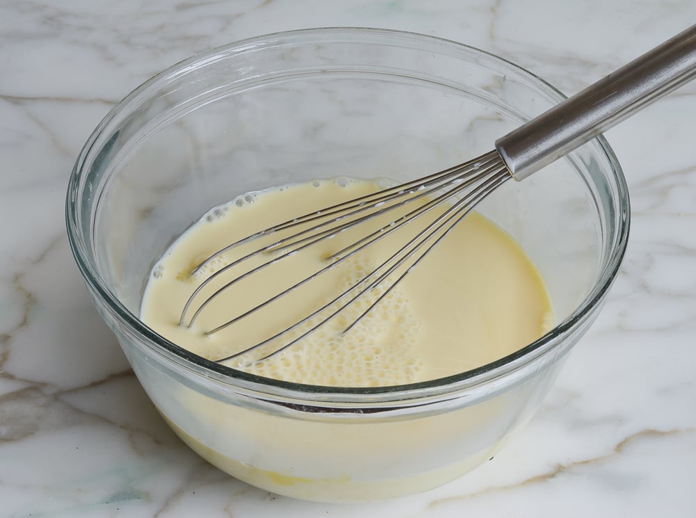 whisked egg and milk mixture