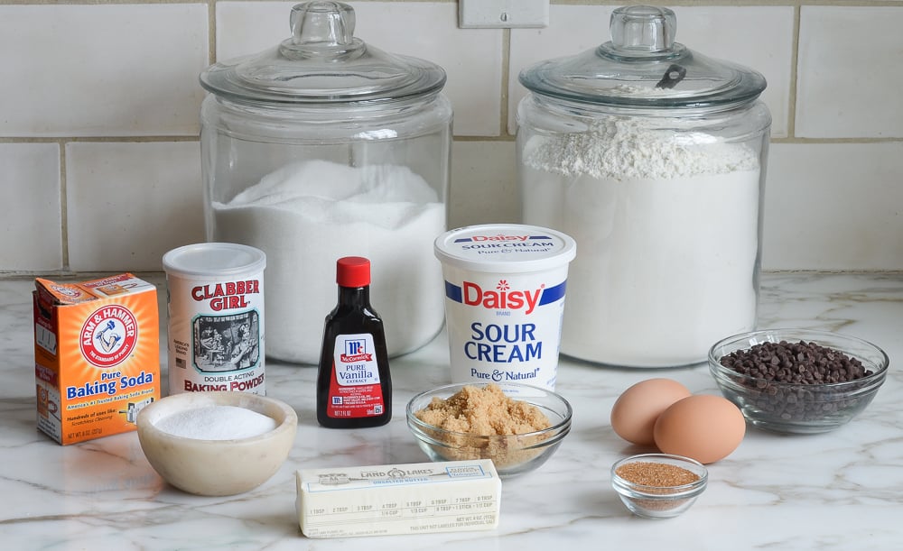 ingredients for chocolate chip muffins