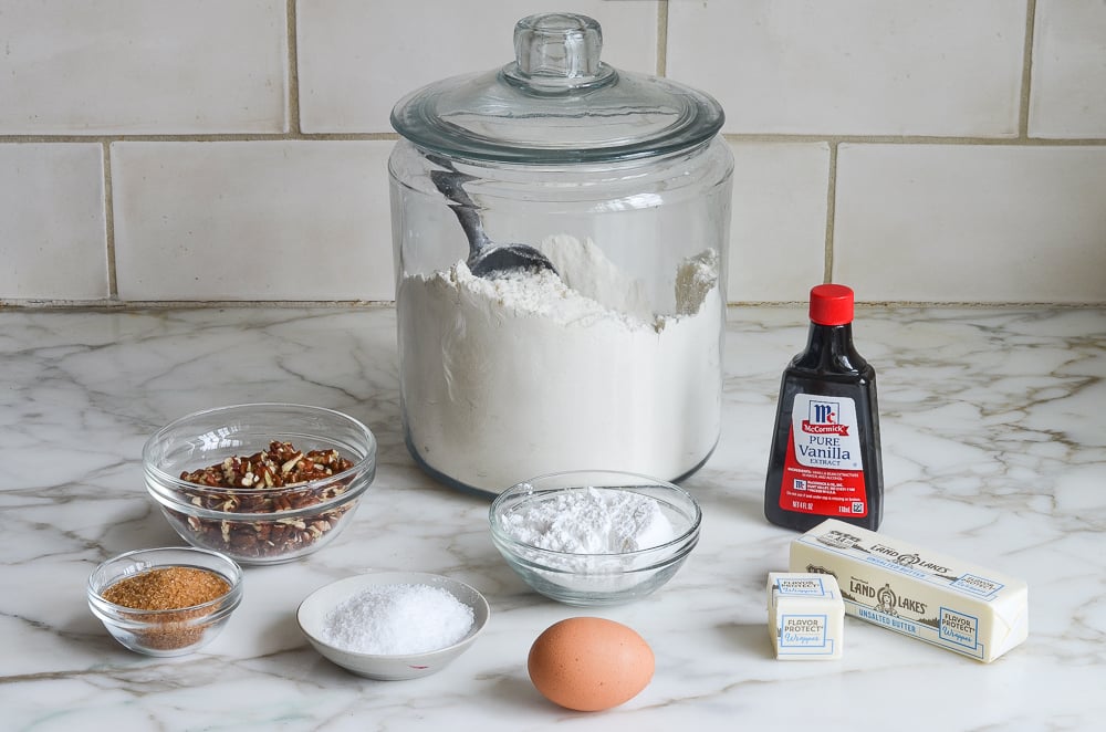 ingredients for pecan shortbread cookies