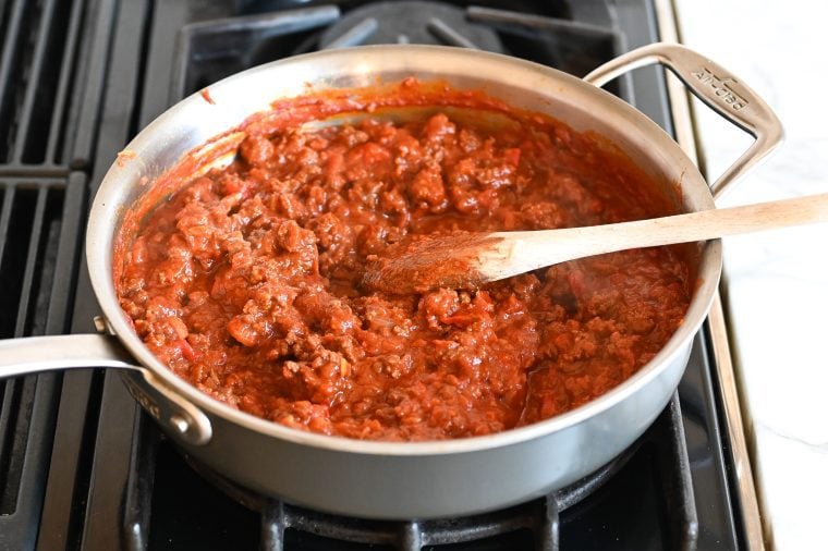 sloppy joes mixture in skillet