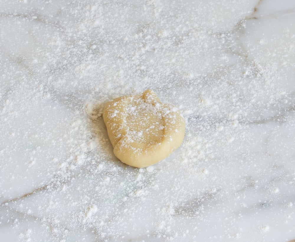 Flattened piece of dough.