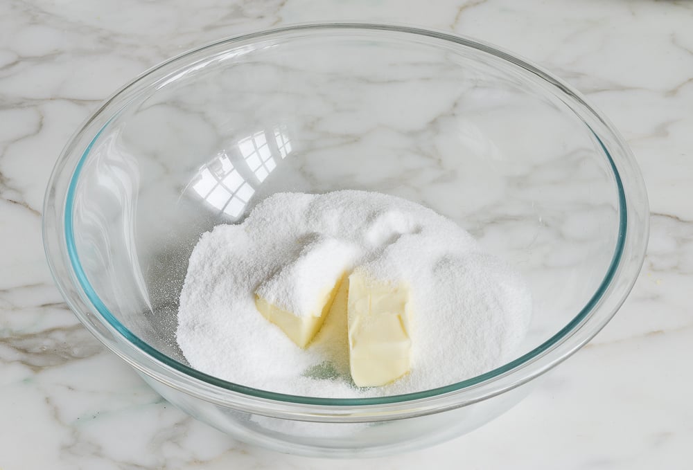butter and sugar in bowl