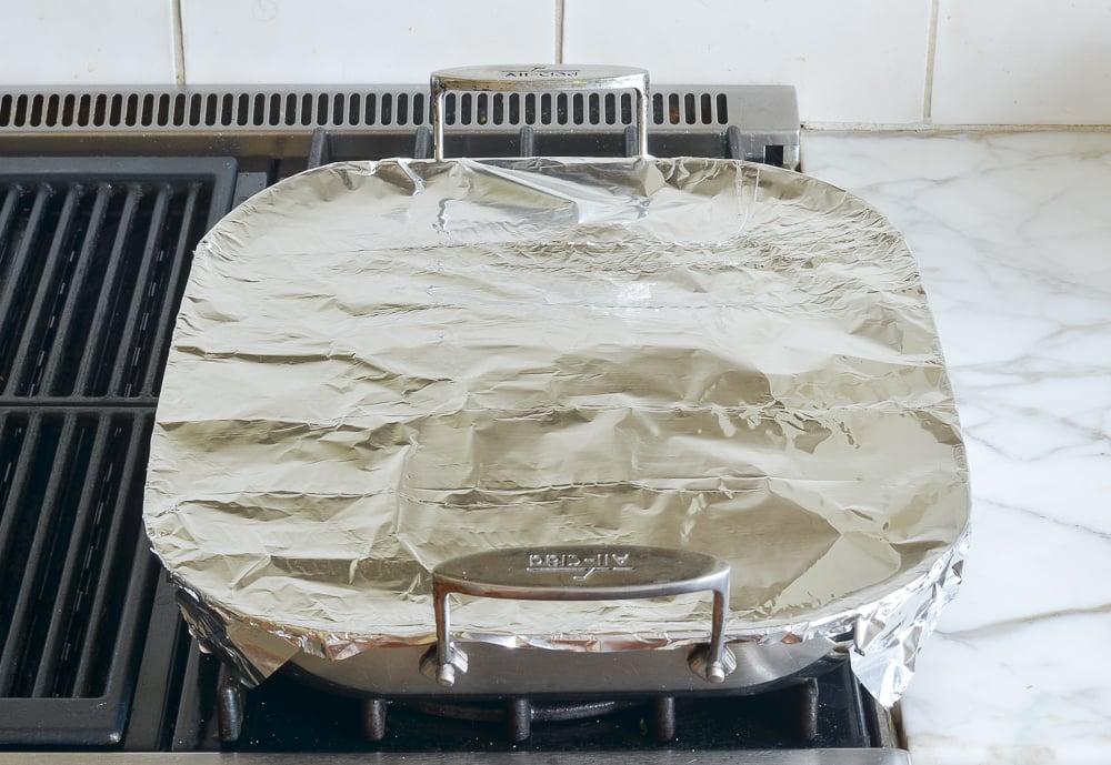roasting pan covered with foil