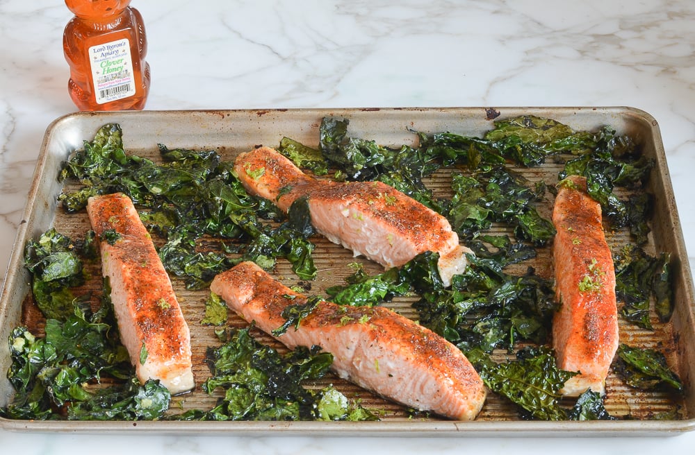 drizzle blackened salmon with honey and lime