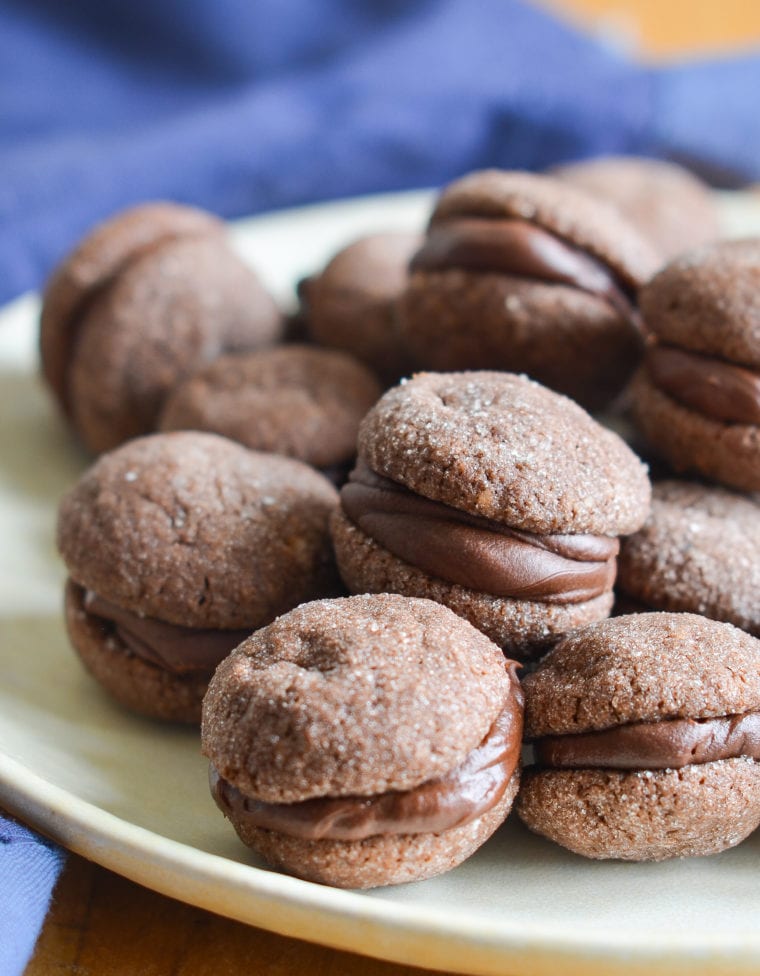 chocolate kiss cookies on platter.