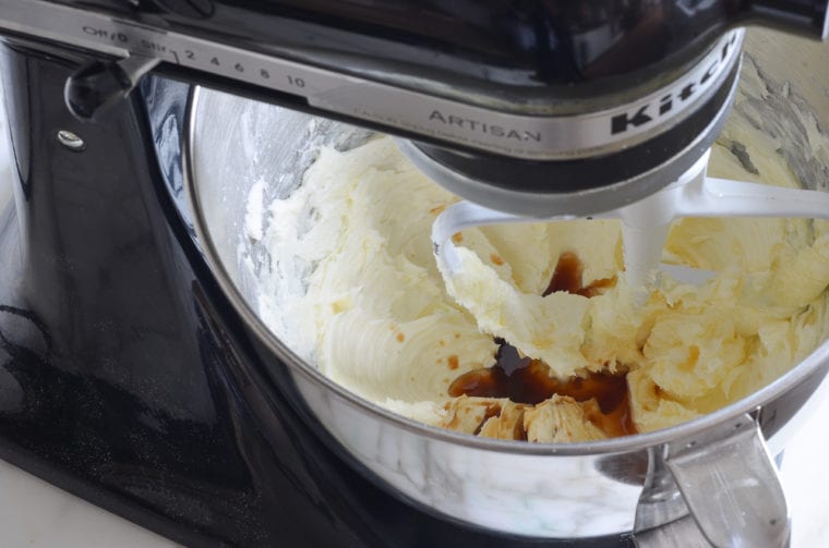 creamed butter and sugar with vanilla and rum