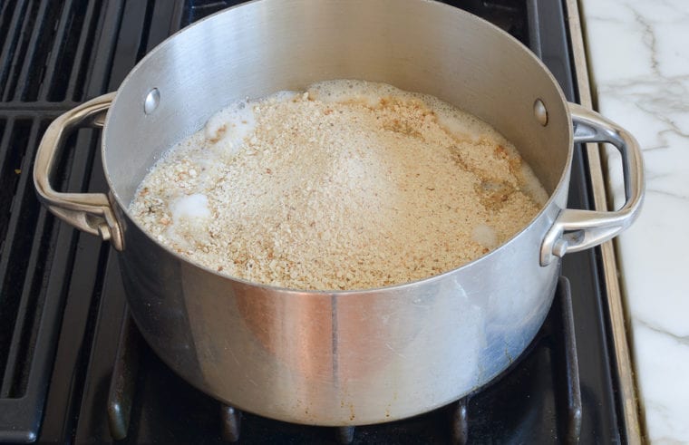 adding the matzo meal
