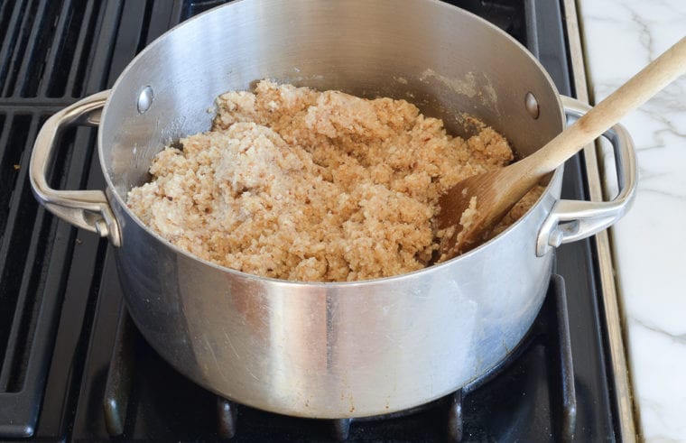matzo meal mixed with wet ingredients