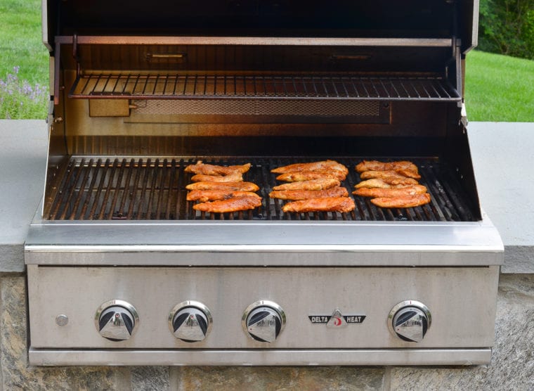 Chicken on a grill.