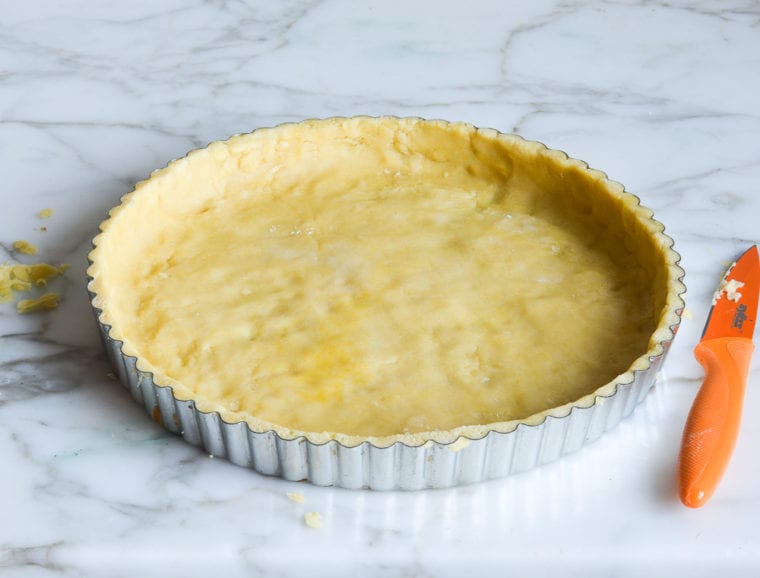 pate sucree pressed into tart pan