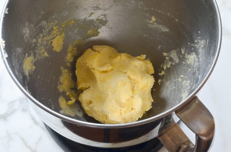 pate sucree dough kneaded in bowl