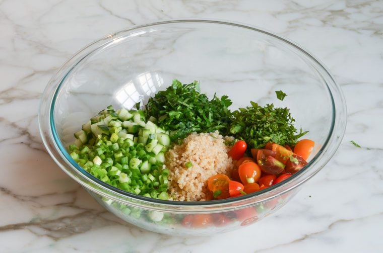 tabbouleh ingredients in bowl