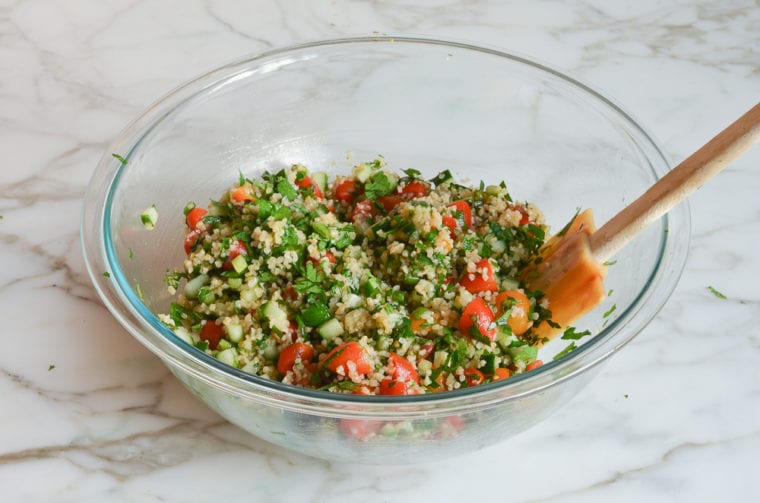 Bowl of mixed tabbouleh.