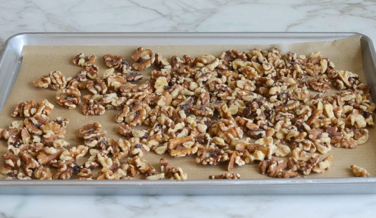 toasting the walnuts