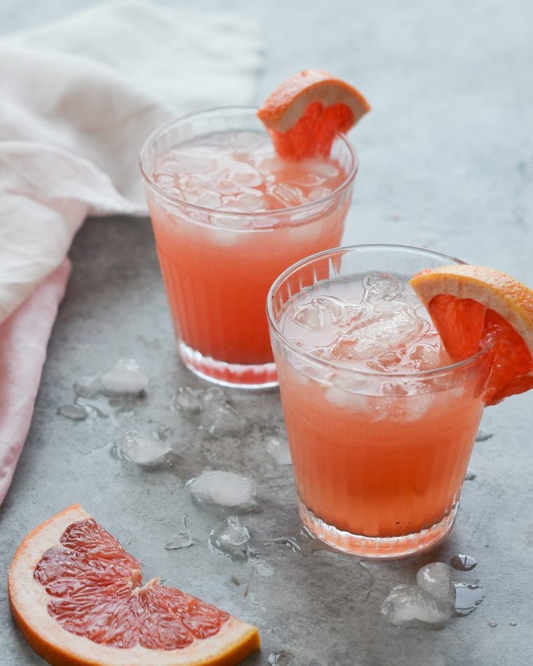 Two glasses of grapefruit crush.