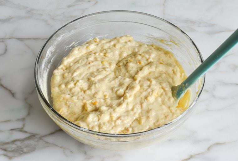 spoon bread batter in bowl