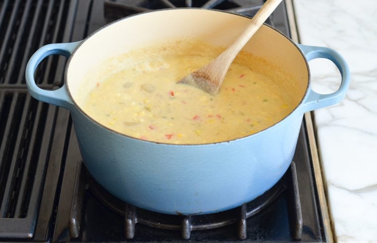 simmering corn chowder