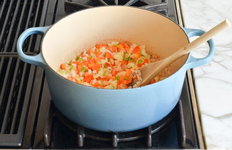 softened onion and pepper