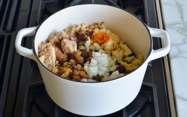 chutney ingredients in pot