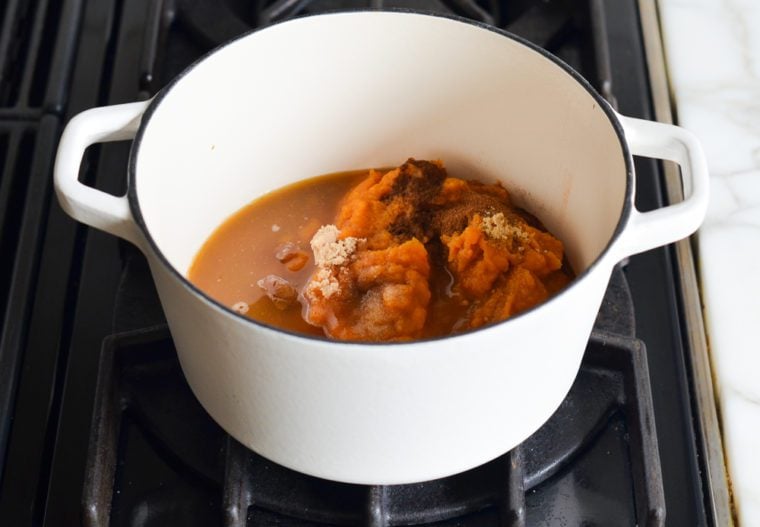 pumpkin butter ingredients in pot