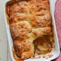 Apple cobbler with a piece missing.