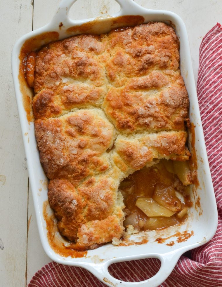 Apple cobbler with a piece missing.