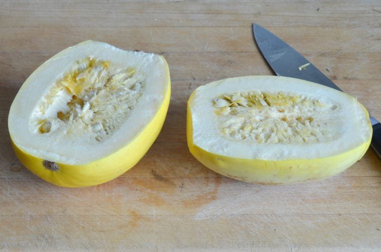 halved spaghetti squash
