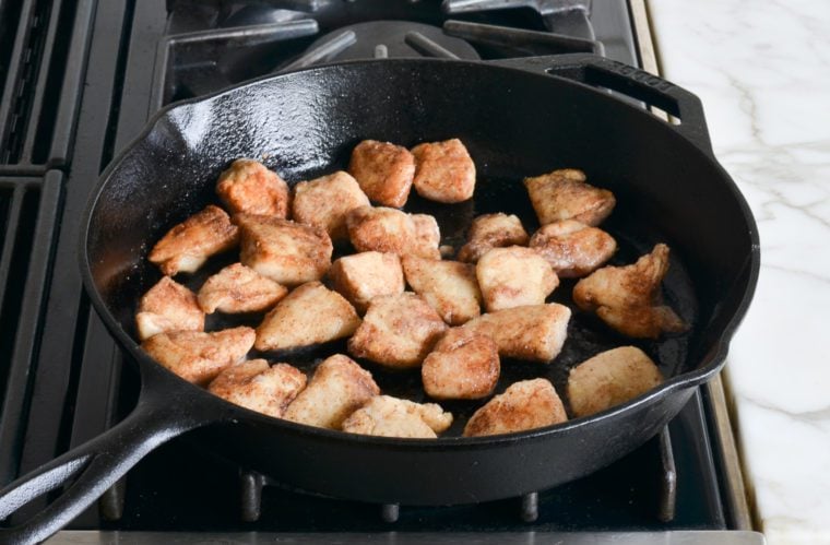 browning chicken on second side in skillet